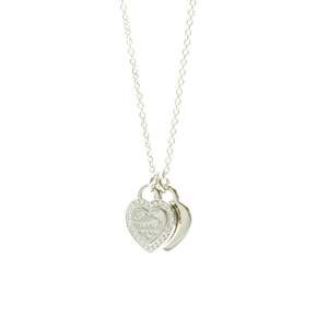 TIFFANY 18k Silver Diamond Heart Necklace